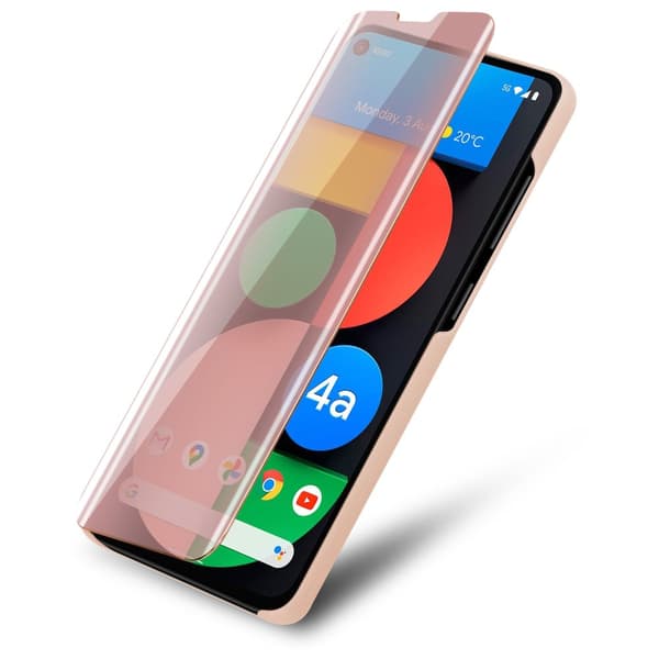 Etui for Google PIXEL 4A Deksel Clear View Mirror Beskyttelsesetui med stativfunksjon 360 graders beskyttelse