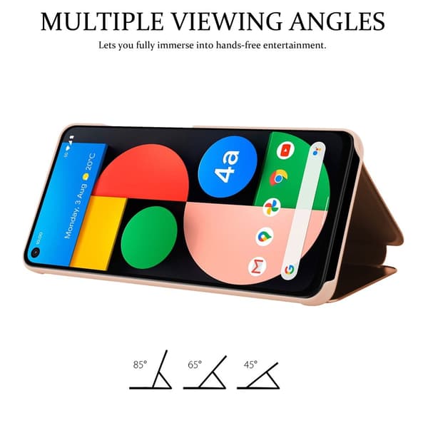Etui for Google PIXEL 4A Deksel Clear View Mirror Beskyttelsesetui med stativfunksjon 360 graders beskyttelse