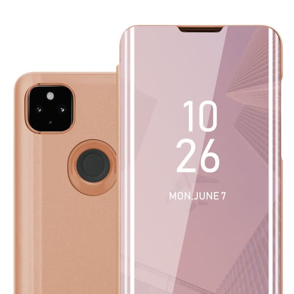 Etui for Google PIXEL 4A Deksel Clear View Mirror Beskyttelsesetui med stativfunksjon 360 graders beskyttelse