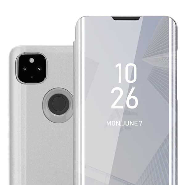 Etui for Google PIXEL 4A Deksel Clear View Mirror Beskyttelsesetui med stativfunksjon 360 graders beskyttelse