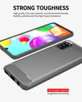 Miniatyrbild 3 av 6: Samsung Galaxy A41 Skal Fodral av flexibelt TPU-silikon i rostfritt stål-kolfiber-look Skyddsfodral