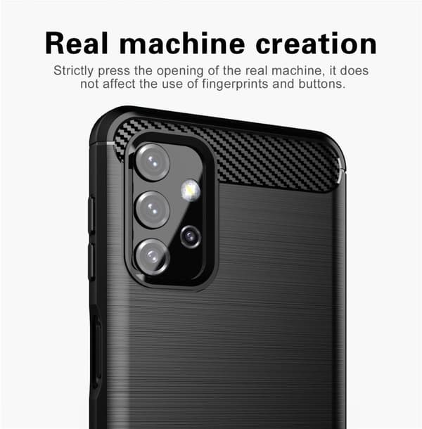 Samsung Galaxy A32 5G Skal Fodral av flexibelt TPU-silikon i rostfritt stål-kolfiber-look Skyddsfodral
