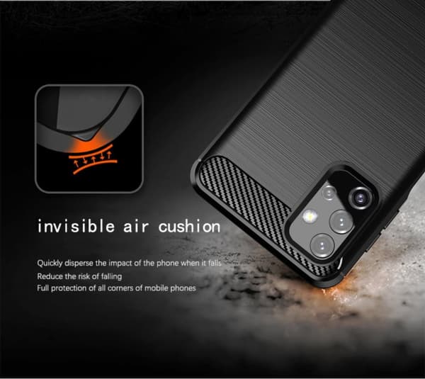 Samsung Galaxy A32 5G Skal Fodral av flexibelt TPU-silikon i rostfritt stål-kolfiber-look Skyddsfodral