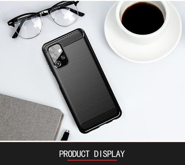 Samsung Galaxy A32 5G Skal Fodral av flexibelt TPU-silikon i rostfritt stål-kolfiber-look Skyddsfodral