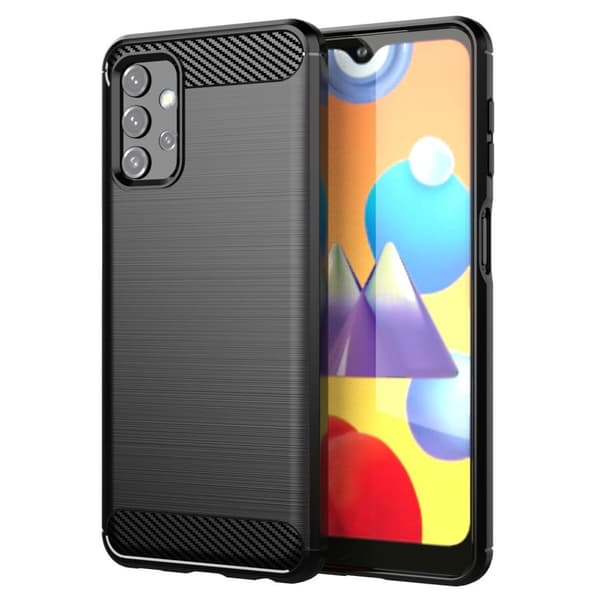Samsung Galaxy A32 5G Skal Fodral av flexibelt TPU-silikon i rostfritt stål-kolfiber-look Skyddsfodral