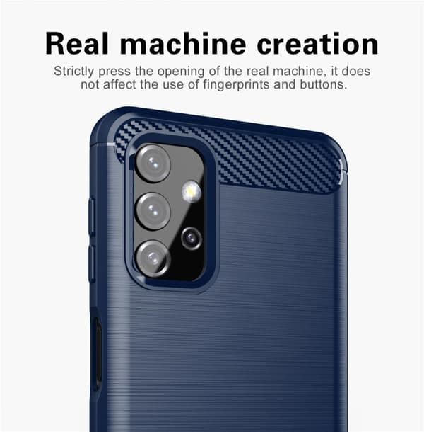 Samsung Galaxy A32 5G Skal Fodral av flexibelt TPU-silikon i rostfritt stål-kolfiber-look Skyddsfodral