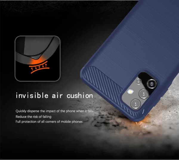 Samsung Galaxy A32 5G Skal Fodral av flexibelt TPU-silikon i rostfritt stål-kolfiber-look Skyddsfodral