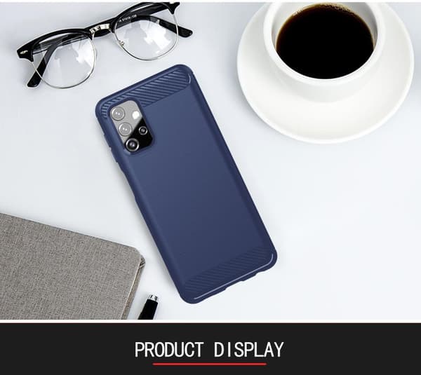 Samsung Galaxy A32 5G Skal Fodral av flexibelt TPU-silikon i rostfritt stål-kolfiber-look Skyddsfodral