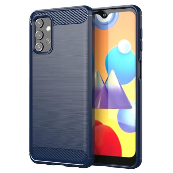 Samsung Galaxy A32 5G Skal Fodral av flexibelt TPU-silikon i rostfritt stål-kolfiber-look Skyddsfodral
