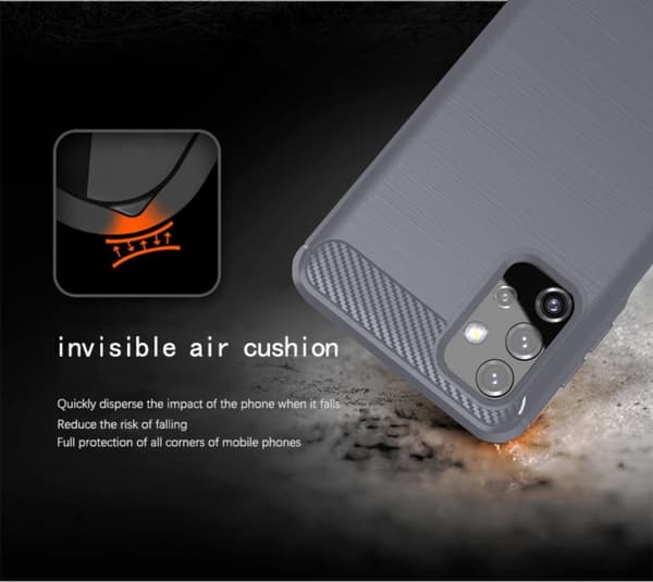 Samsung Galaxy A32 5G Skal Fodral av flexibelt TPU-silikon i rostfritt stål-kolfiber-look Skyddsfodral