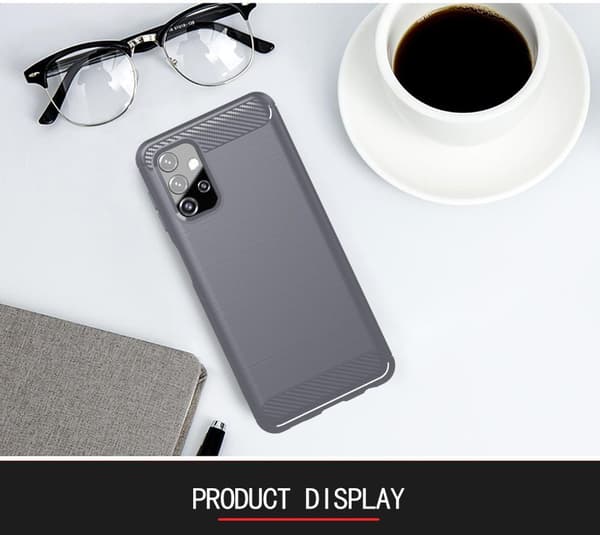 Samsung Galaxy A32 5G Skal Fodral av flexibelt TPU-silikon i rostfritt stål-kolfiber-look Skyddsfodral