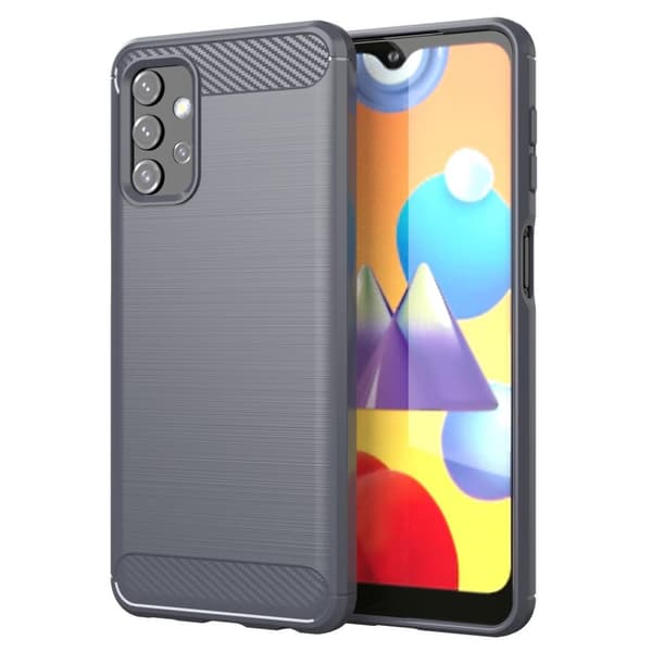 Samsung Galaxy A32 5G Skal Fodral av flexibelt TPU-silikon i rostfritt stål-kolfiber-look Skyddsfodral BRUSHED GRÅ