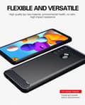 Miniatyrbilde 4 av 7: Deksel til Samsung Galaxy A21 Beskyttelsesdeksel av fleksibelt TPU-silikon i rustfritt stål-karbonfiberutseende