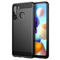 Miniatyrbilde 1 av 7: Deksel til Samsung Galaxy A21 Beskyttelsesdeksel av fleksibelt TPU-silikon i rustfritt stål-karbonfiberutseende