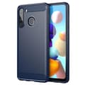 Miniatyrbilde 1 av 7: Deksel til Samsung Galaxy A21 Beskyttelsesdeksel av fleksibelt TPU-silikon i rustfritt stål-karbonfiberutseende