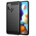 Miniatyrbilde 2 av 11: Deksel til Samsung Galaxy A21s Beskyttelsesdeksel av fleksibelt TPU-silikon i rustfritt stål-karbonfiberutseende