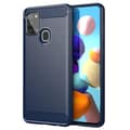 Miniatyrbilde 2 av 11: Deksel til Samsung Galaxy A21s Beskyttelsesdeksel av fleksibelt TPU-silikon i rustfritt stål-karbonfiberutseende