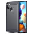 Miniatyrbilde 1 av 7: Deksel til Samsung Galaxy A21s Beskyttelsesdeksel av fleksibelt TPU-silikon i rustfritt stål-karbonfiberutseende