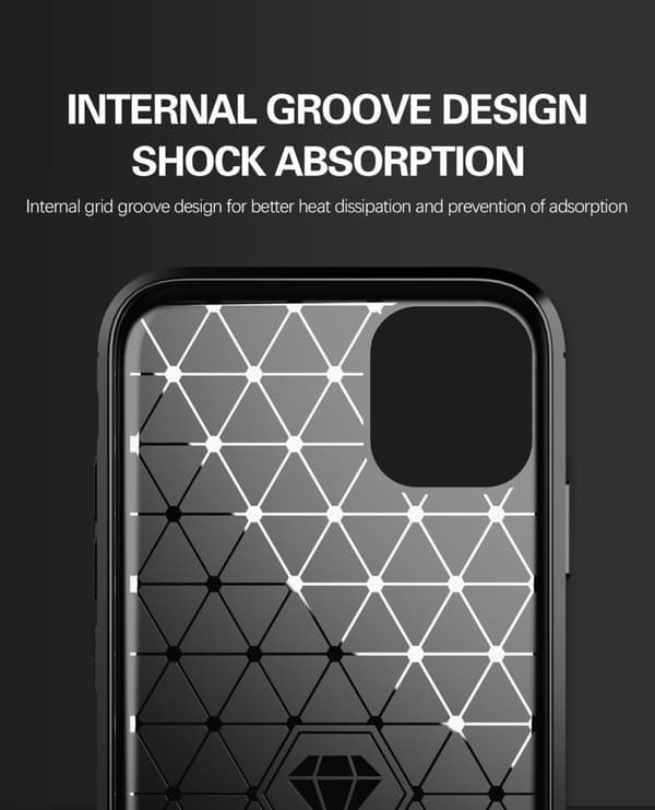 iPhone 11 Skal Fodral av flexibelt TPU-silikon i rostfritt stål-kolfiber-look Skyddsfodral