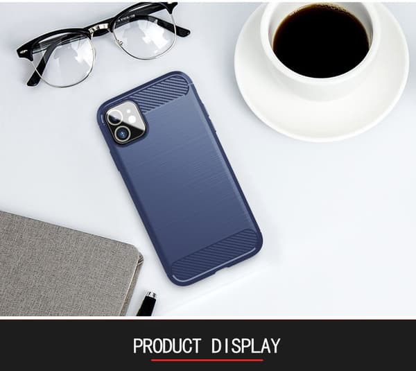 iPhone 11 Skal Fodral av flexibelt TPU-silikon i rostfritt stål-kolfiber-look Skyddsfodral
