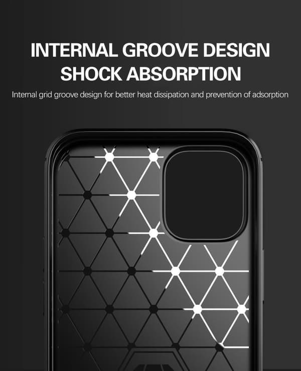 Apple iPhone 12 MINI Suojakuori Suojakotelo joustavasta TPU-silikonista ruostumattoman teräksen ja hiilikuidun näköisenä