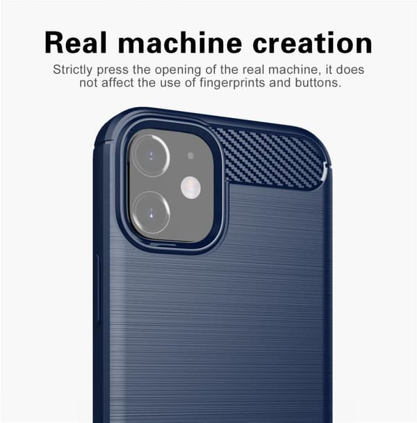 Apple iPhone 12 MINI Suojakuori Suojakotelo joustavasta TPU-silikonista ruostumattoman teräksen ja hiilikuidun näköisenä