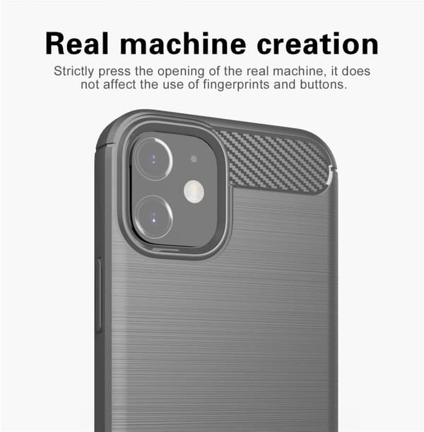 Apple iPhone 12 MINI Suojakuori Suojakotelo joustavasta TPU-silikonista ruostumattoman teräksen ja hiilikuidun näköisenä