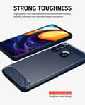 Miniatyrbilde 4 av 7: Deksel til Samsung Galaxy A20s Beskyttelsesdeksel av fleksibelt TPU-silikon i rustfritt stål-karbonfiberutseende