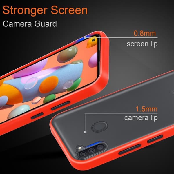 Samsung Galaxy A11 / M11 Suojakuori Suojakotelo Hybrid jossa on TPU-silikoni sisäpuolella ja matta muovinen takapuoli