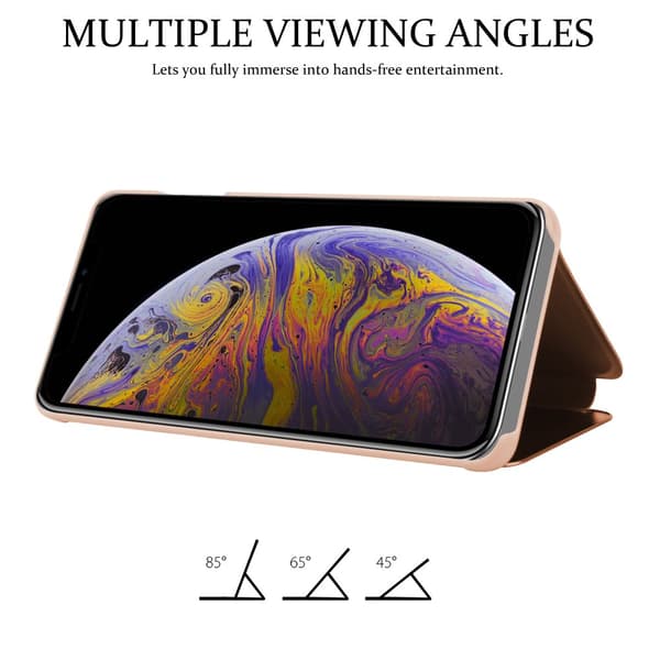 Etui for iPhone XS MAX Deksel Clear View Mirror Beskyttelsesetui med stativfunksjon 360 graders beskyttelse