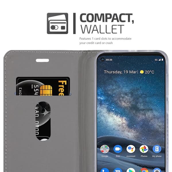 Deksel til Nokia 8.3 Lommebokdeksel med magnetisk lukking, stativfunksjon og kortlomme