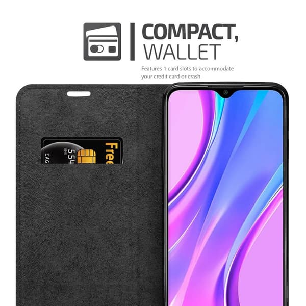 Lommebokdeksel til Xiaomi RedMi 9 Deksel med magnetisk lukking, stativfunksjon og kortlomme