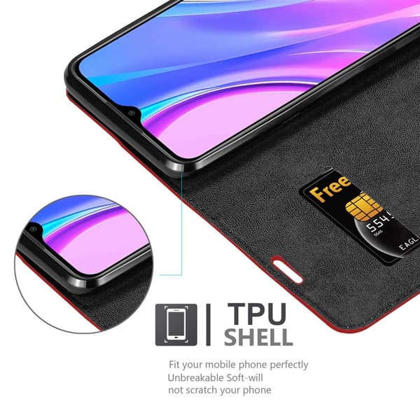 Lommebokdeksel til Xiaomi RedMi 9 Deksel med magnetisk lukking, stativfunksjon og kortlomme