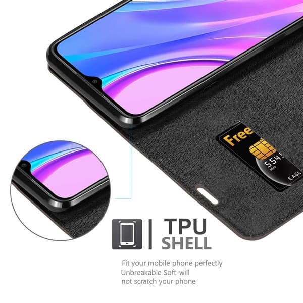 Lommebokdeksel til Xiaomi RedMi 9 Deksel med magnetisk lukking, stativfunksjon og kortlomme