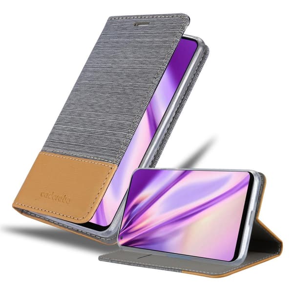 Deksel til Samsung Galaxy A21s Lommebokdeksel med magnetisk lukking, stativfunksjon og kortlomme LYS GRÅ BRUN
