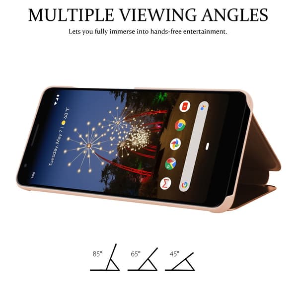 Etui for Google PIXEL 3A Deksel Clear View Mirror Beskyttelsesetui med stativfunksjon 360 graders beskyttelse