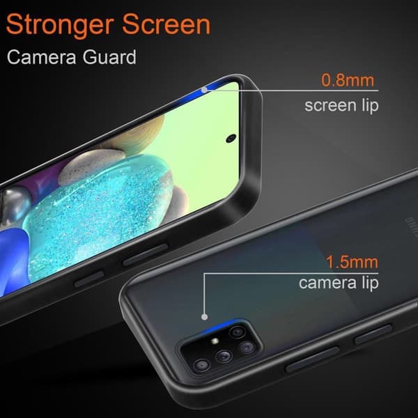 Samsung Galaxy A71 4G Suojakuori Suojakotelo Hybrid jossa on TPU-silikoni sisäpuolella ja matta muovinen takapuoli
