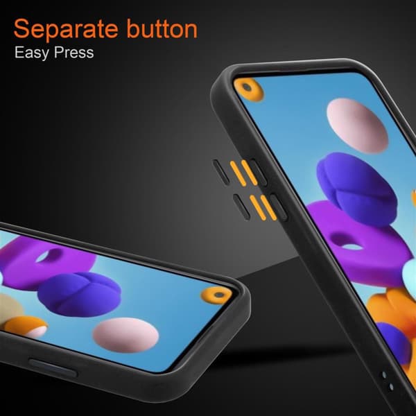 Samsung Galaxy A21 Suojakuori Suojakotelo Hybrid jossa on TPU-silikoni sisäpuolella ja matta muovinen takapuoli