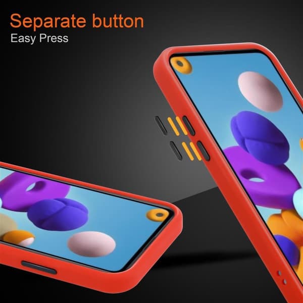 Samsung Galaxy A21 Suojakuori Suojakotelo Hybrid jossa on TPU-silikoni sisäpuolella ja matta muovinen takapuoli