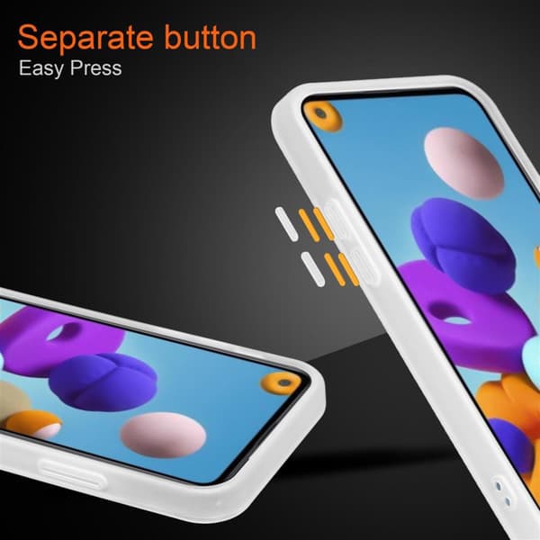Samsung Galaxy A21 Suojakuori Suojakotelo Hybrid jossa on TPU-silikoni sisäpuolella ja matta muovinen takapuoli