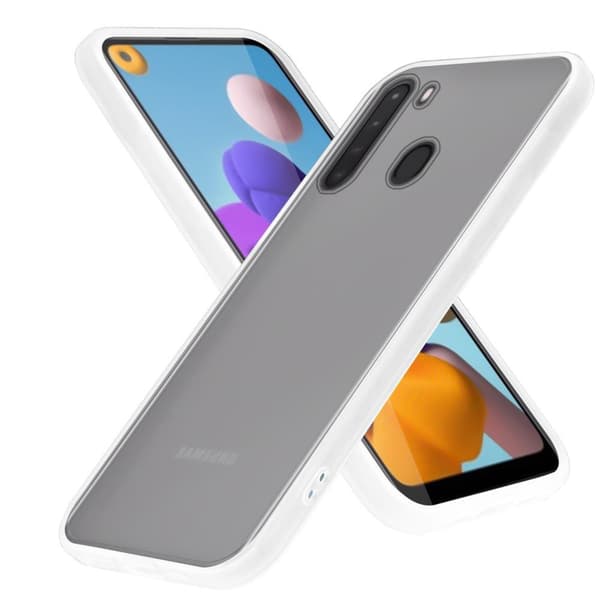 Samsung Galaxy A21 Suojakuori Suojakotelo Hybrid jossa on TPU-silikoni sisäpuolella ja matta muovinen takapuoli