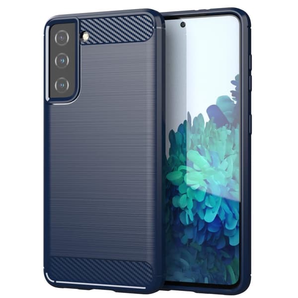 Deksel til Samsung Galaxy S21 PLUS Beskyttelsesdeksel av fleksibelt TPU-silikon i rustfritt stål-karbonfiberutseende
