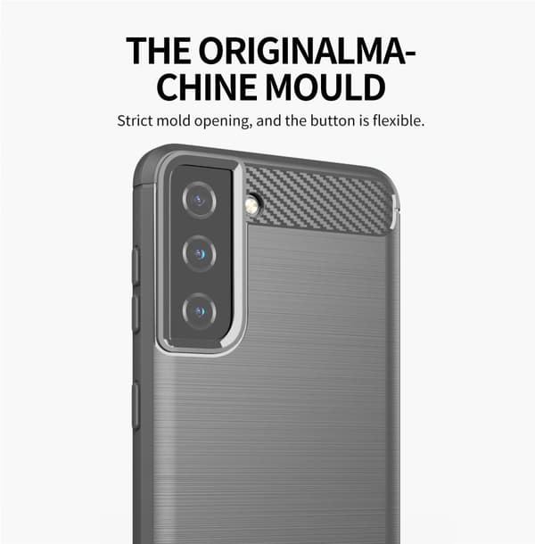 Deksel til Samsung Galaxy S21 PLUS Beskyttelsesdeksel av fleksibelt TPU-silikon i rustfritt stål-karbonfiberutseende