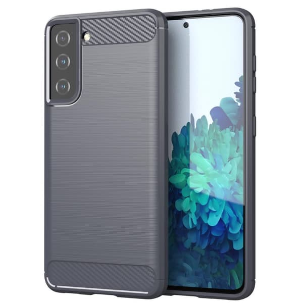 Deksel til Samsung Galaxy S21 PLUS Beskyttelsesdeksel av fleksibelt TPU-silikon i rustfritt stål-karbonfiberutseende
