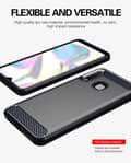 Miniatyrbilde 3 av 6: Deksel til Samsung Galaxy A70e Beskyttelsesdeksel av fleksibelt TPU-silikon i rustfritt stål-karbonfiberutseende