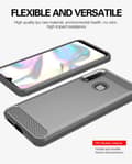 Miniatyrbilde 3 av 6: Deksel til Samsung Galaxy A70e Beskyttelsesdeksel av fleksibelt TPU-silikon i rustfritt stål-karbonfiberutseende