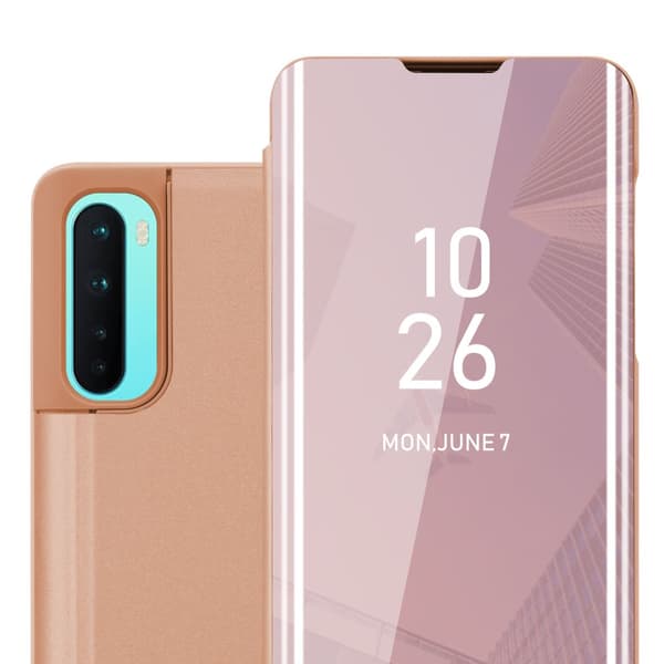 Etui for OnePlus Nord Deksel Clear View Mirror Beskyttelsesetui med stativfunksjon 360 graders beskyttelse