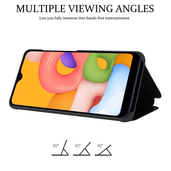 Samsung Galaxy A01 Skal Plånboksfodral Clear View Mirror Skyddsomslag med standfunktion 360 graders skydd