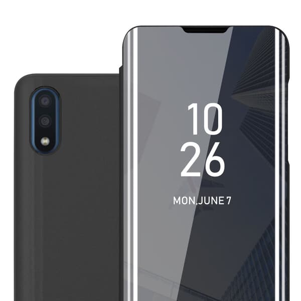Samsung Galaxy A01 Skal Plånboksfodral Clear View Mirror Skyddsomslag med standfunktion 360 graders skydd