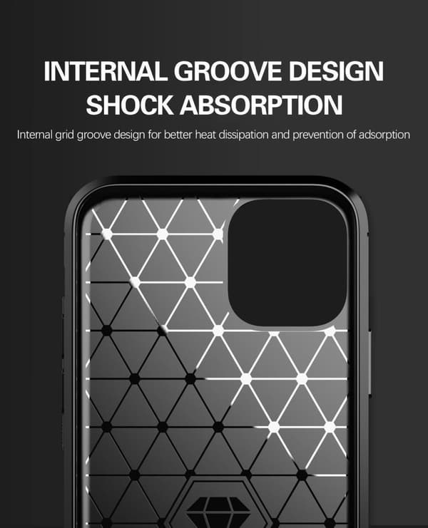 Apple iPhone 11 PRO Suojakuori Suojakotelo joustavasta TPU-silikonista ruostumattoman teräksen ja hiilikuidun näköisenä